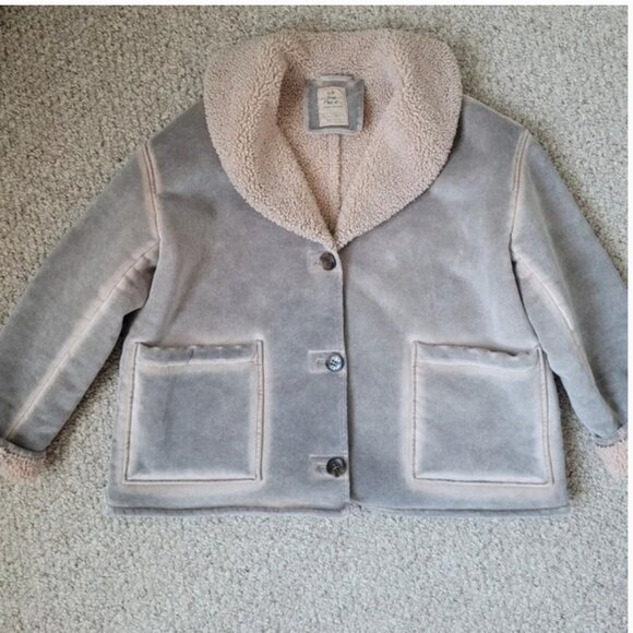 Free People We The Free Vegan Sherpa Oversized Jacket Grey size s - Picture 3 of 8